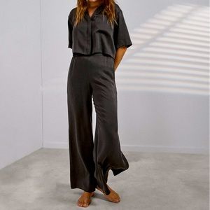 Lunya | Washable Silk High Rise Pant Set | Limited Edition Maroon | M